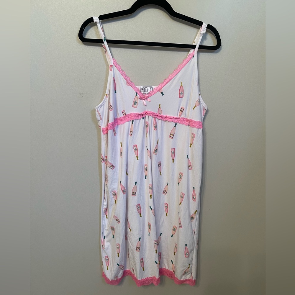 Mentally Exhausted Champagne Print Nightgown